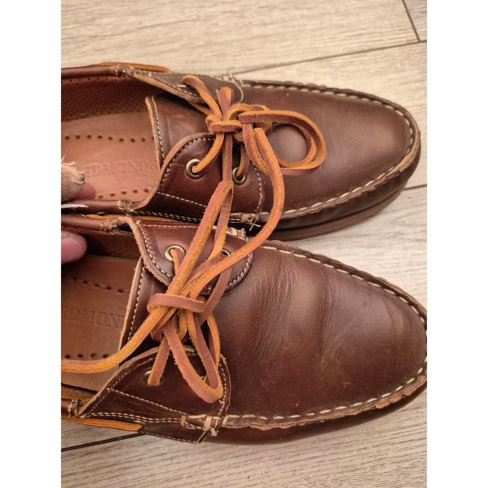 Allen Edmonds Force 10 Tan Brown Leather Boat Shoes Mens Casual Loafers Sz 9 D